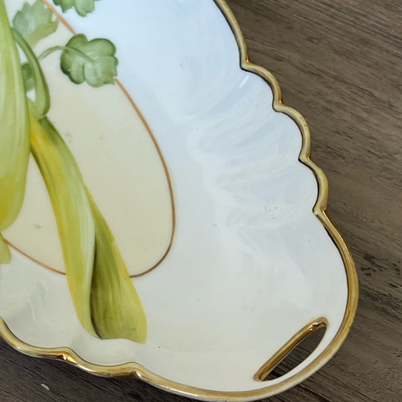Vintage Ceramic Serving Plate Dish with Celery Design by Nippon Japan - Picture 5 of 9
